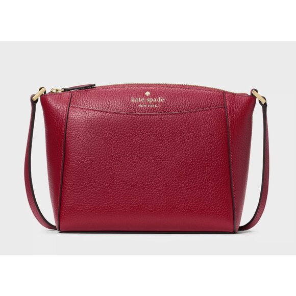 New Kate Spade Monica Pebbled Leather Crossbody Red Jam - Picture 5 of 5